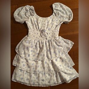 Hollister Floral White and Blue Mini Dress